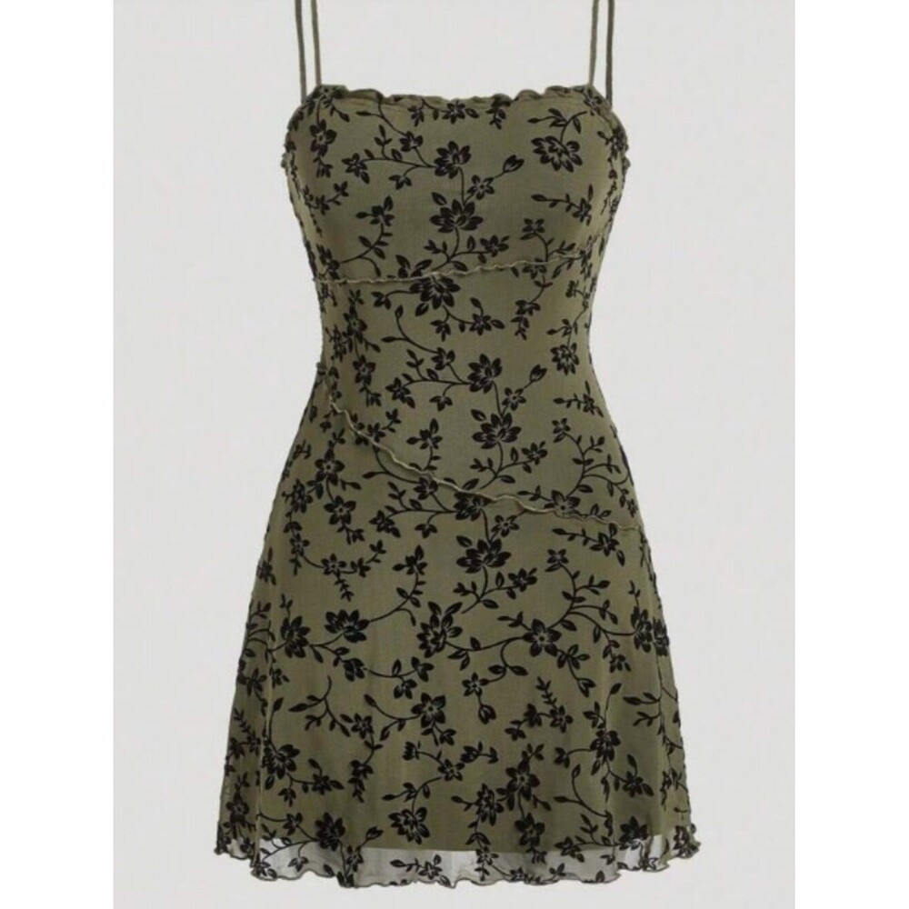 Fairycore Grunge Goth Mesh Mini Dress | Whimsical Y2K Spaghetti Strap Summer Dre